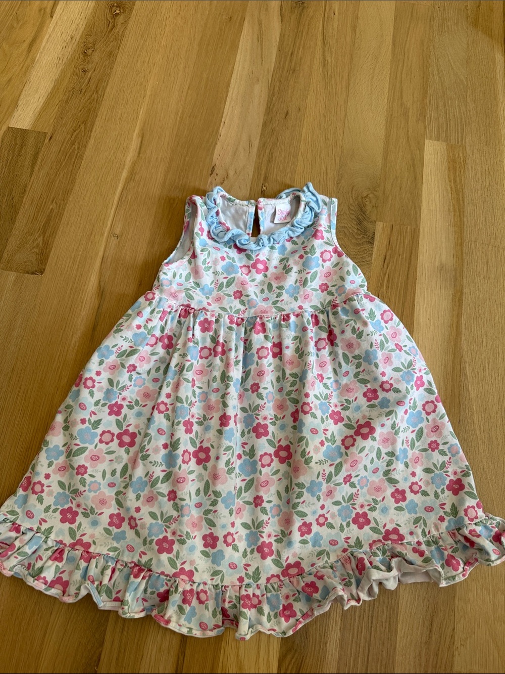 Toddler Floral Ruffle Summer Dress - Pink & Light Blue